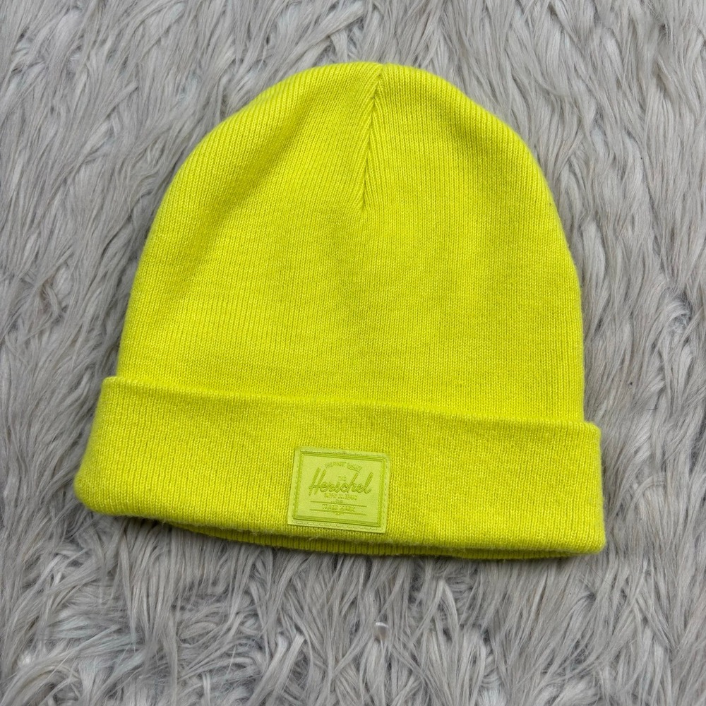 Herschel Unisex OS Neon Yellow Beanie Hat Classic High Vis Streetwear Hiking